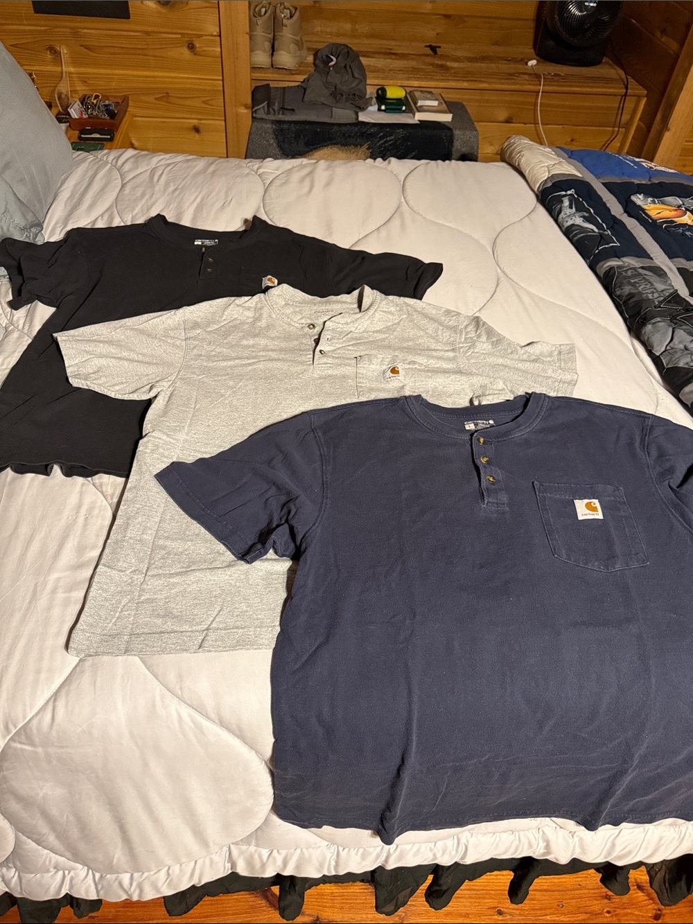 Carhartt Short-Sleeve Henley Pocket Tees - Navy, Gray, Black (3-Pack Look)